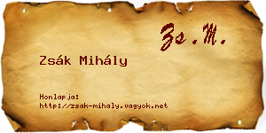 Zsák Mihály névjegykártya
